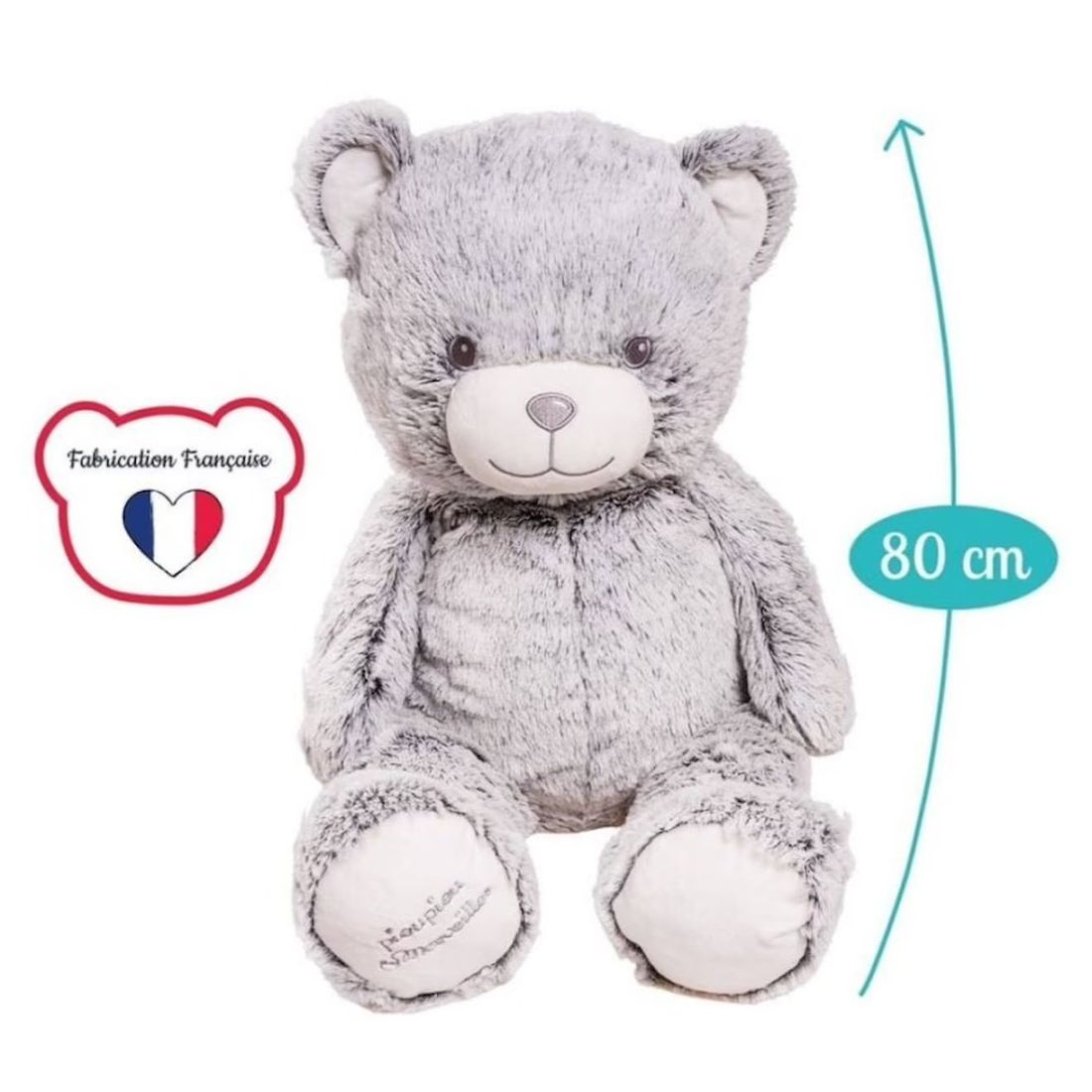 Peluche Géante Ours Gaston Gris - Made In France Gris (Pioupiou Et Merveilles) - Image 1