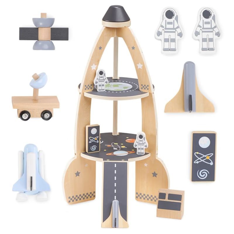 Grande fusée spatiale bois +accessoires (Mamabrum) - Image 1