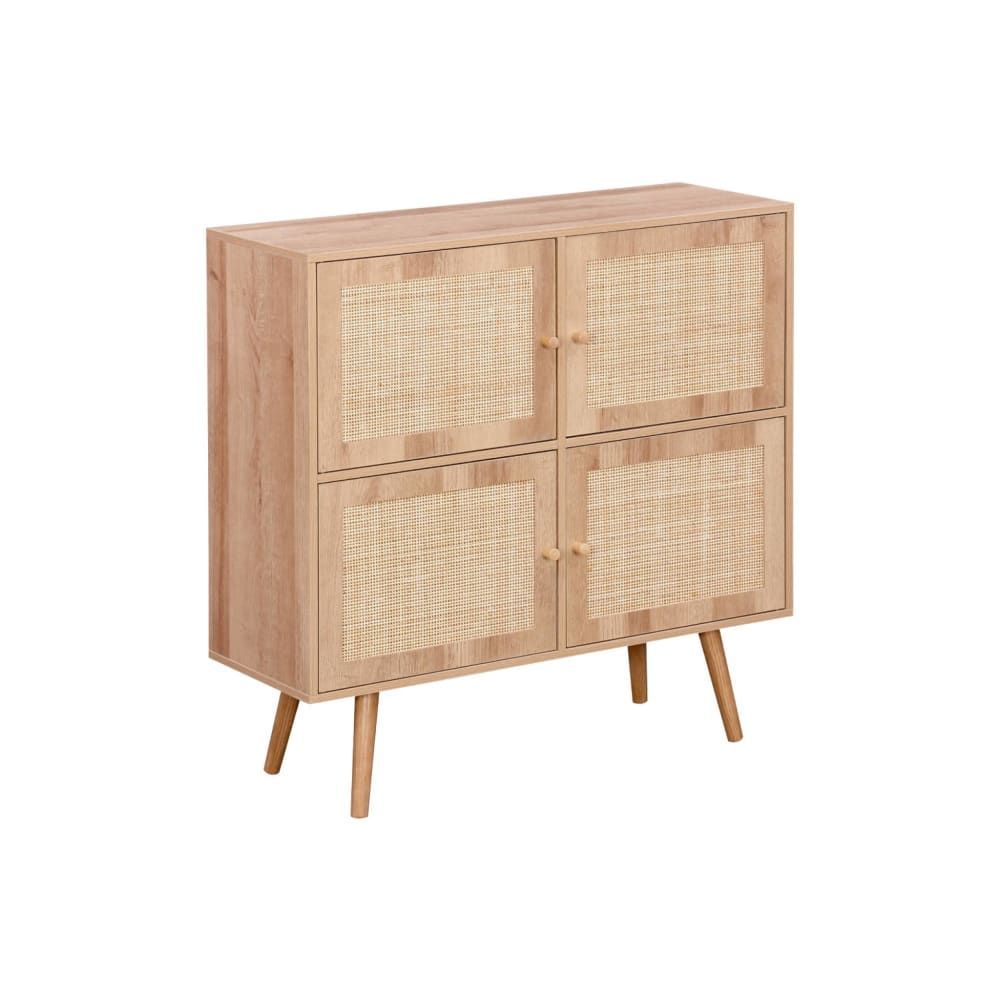 Commode enfant décor bois 4 portes en cannage (sweeek) - Image 2