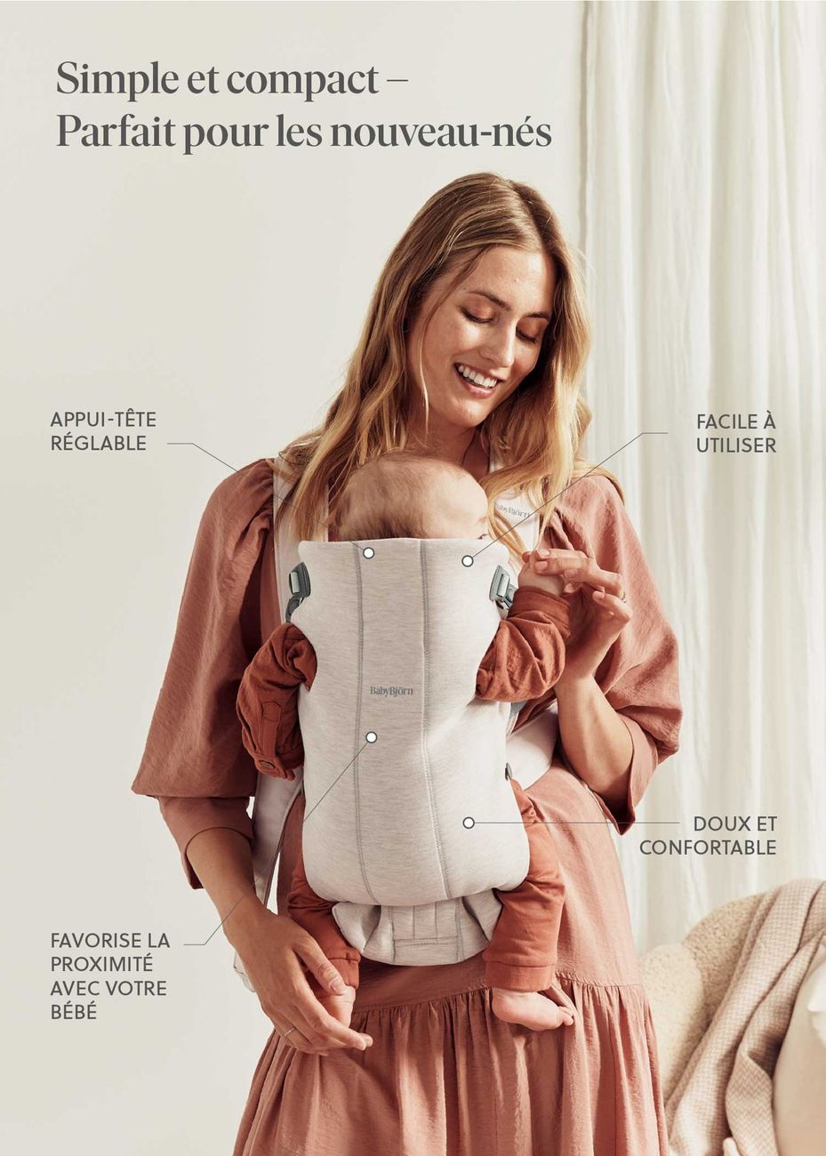 Porte-bébé Mini - Beige clair / Jersey 3D (BabyBjörn) - Image 3