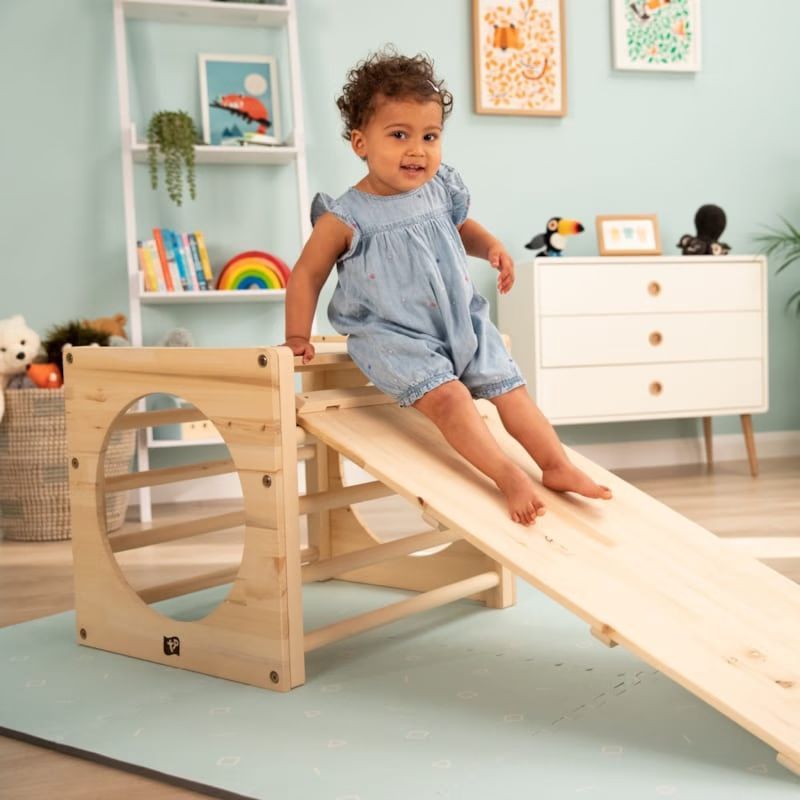 Cube d'escalade x2 + pont toboggan en bois fsc® pour enfant dès 1 an (Active Tots) - Couverture
