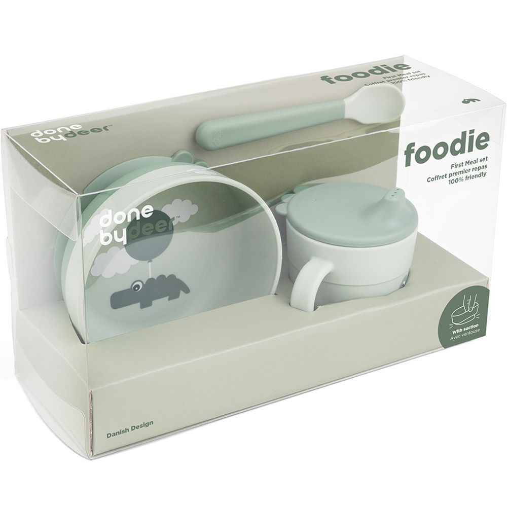 Coffret premier repas ventouse Foodie Happy clouds Vert (3 pièces) (Done by deer) - Image 9