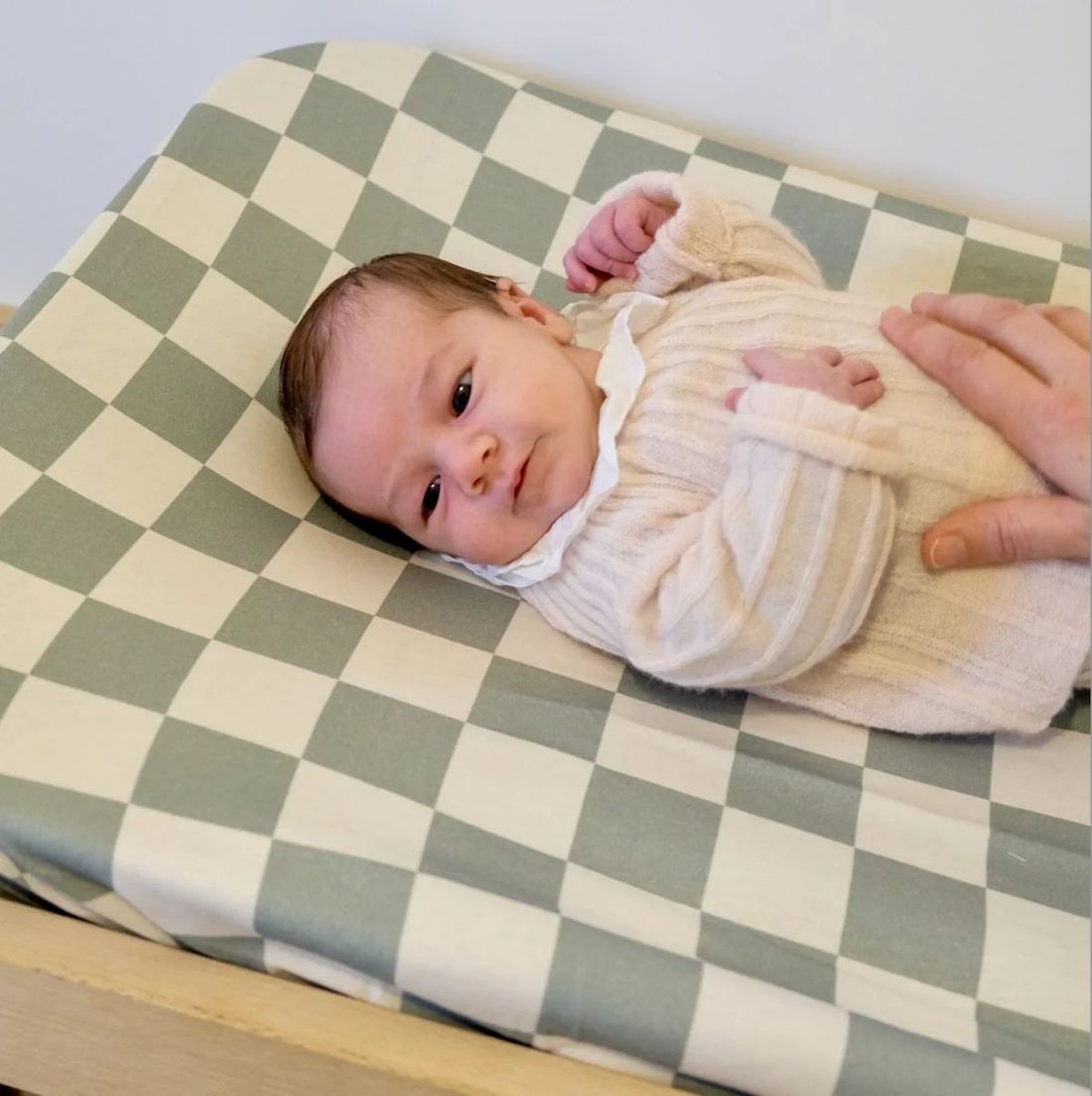 Housse matelas à langer Damier Céladon (Mezamé Paris) - Couverture