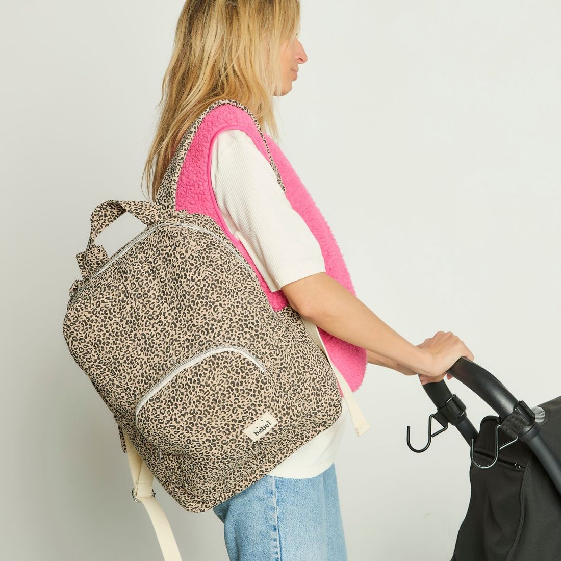 Sac à dos à langer Léopard beige (BEBEL) - Image 4