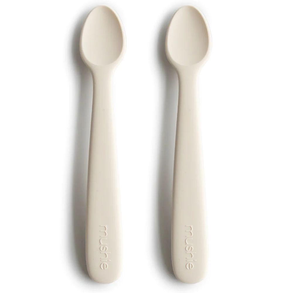 Lot de 2 cuillères en silicone Ivoy (Mushie) - Couverture