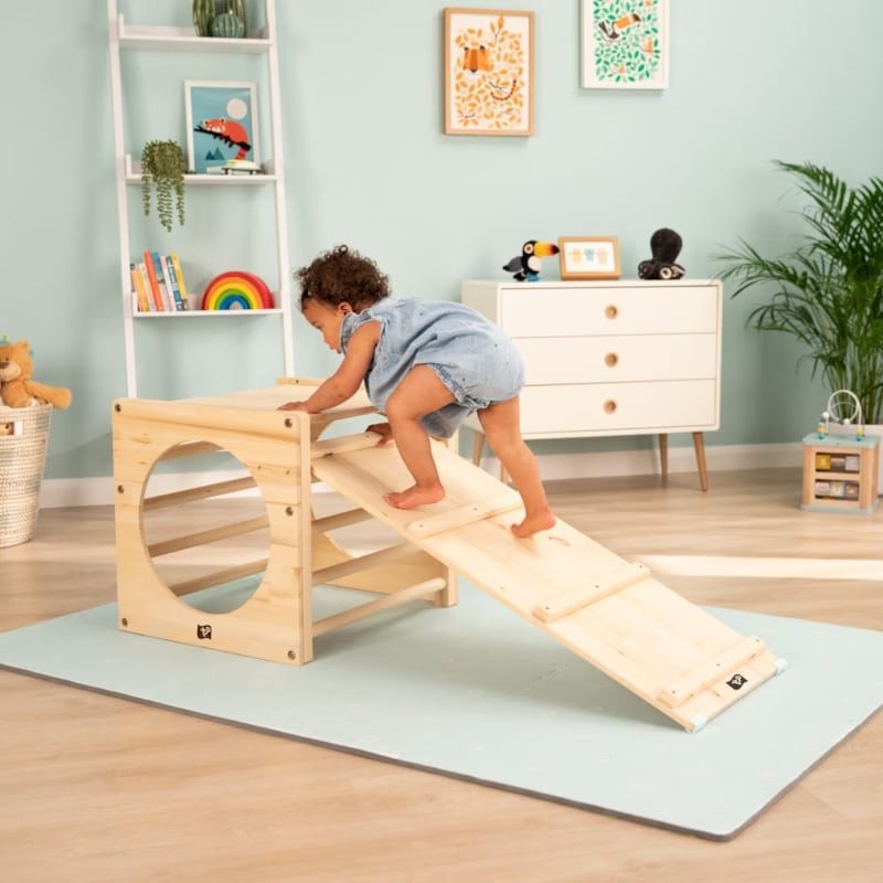 Cube d'escalade x2 + pont toboggan en bois fsc® pour enfant dès 1 an (Active Tots) - Image 2