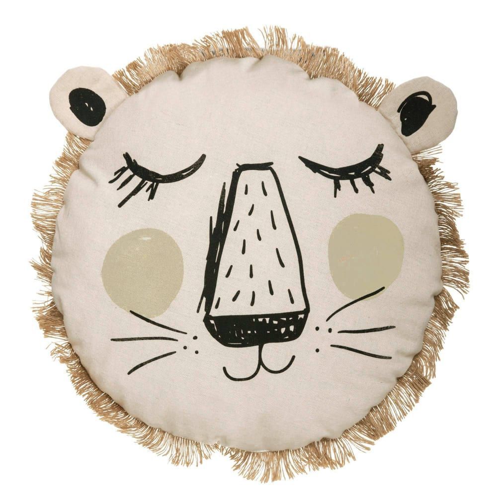 Coussin rond lion franges D38cm (Decoratie) - Image 1