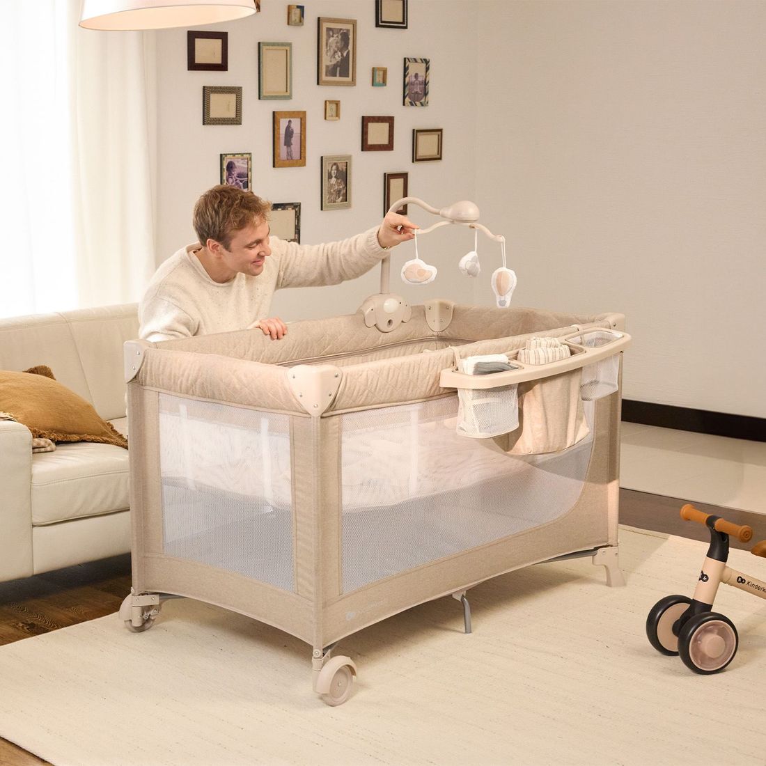 Lit bébé et lit de voyage 2 en 1 LEODY UP beige (Kinderkraft) - Image 3