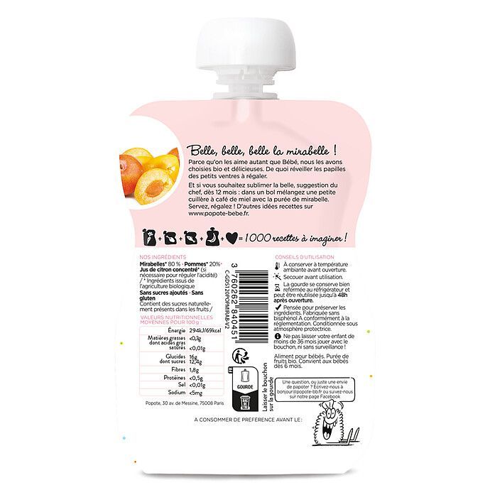 Gourde Repas Bio Mirabelles - 120 g (Popote) - Image 3