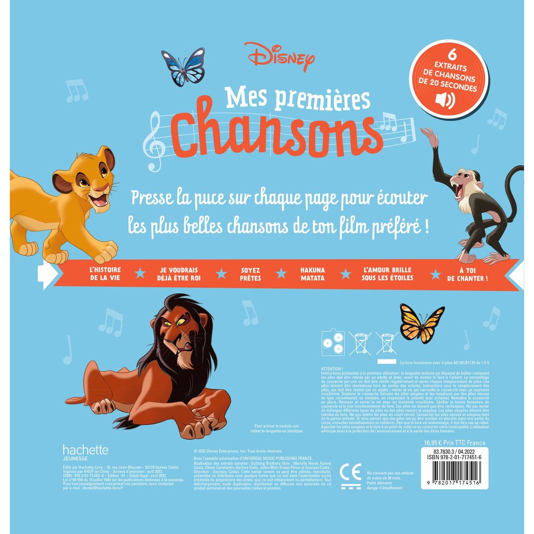 Le Roi Lion - Mes premières chansons - Livre sonore (Hachette Jeunesse Disney) - Image 1