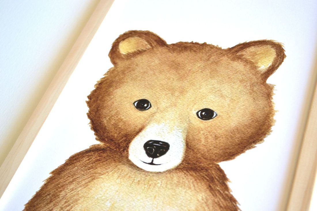 Affiche ourson aquarelle Jack, Poster animal pour chambre bébé et enfant (Les Aquarelles de Marlène) - Image 5