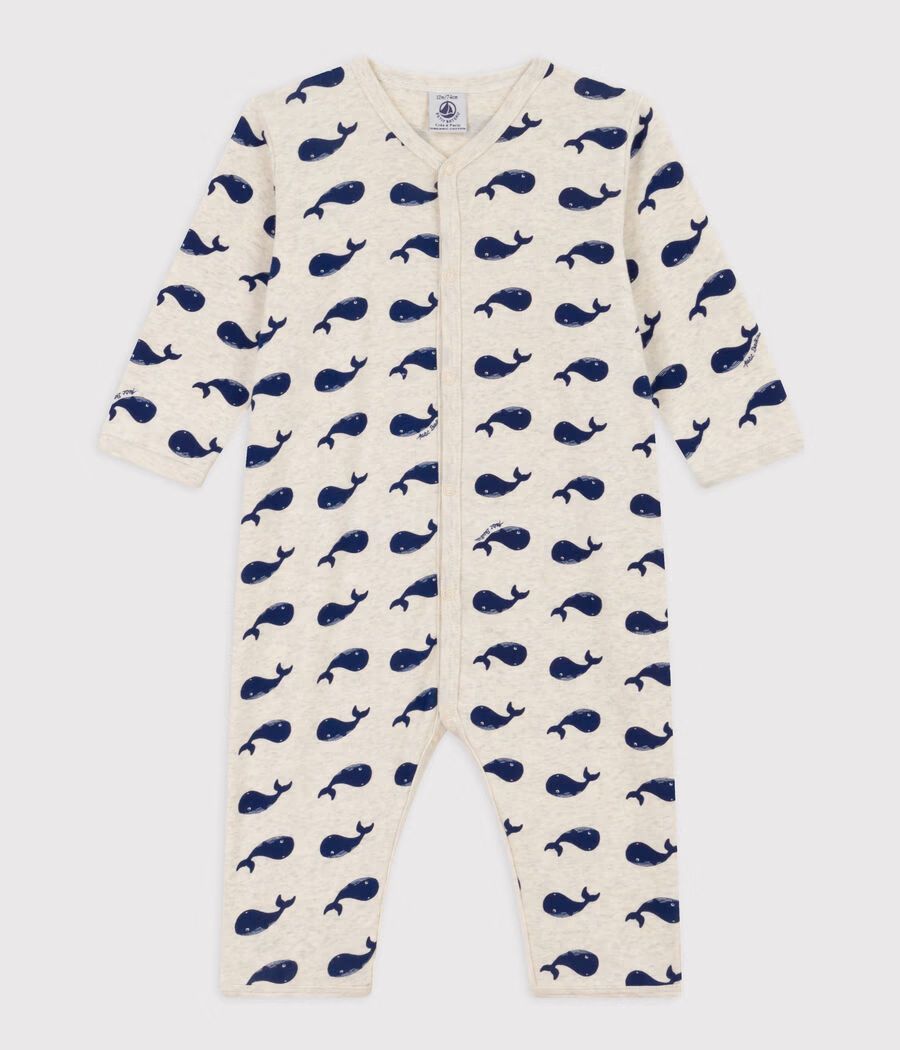 Dors-bien sans pieds bébé en coton imprimé baleine (Petit Bateau) - Couverture