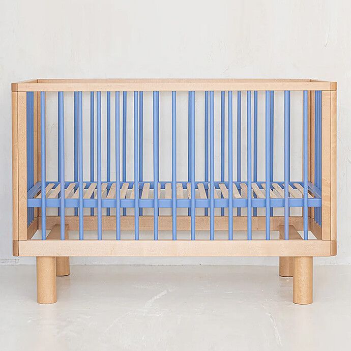 Lit Bébé Evolutif Nox Bois Naturel et Bleu - 60 x 120 cm (Karl & Fric) - Image 2