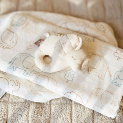 Lot de 3 mini langes en gaze de coton Elephant Tales (31 x 31 cm) (Jollein) - Image 2