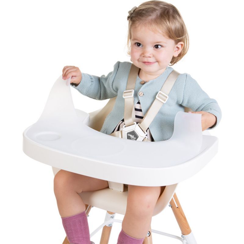 Tablette de repas amovible + protection pour chaise haute Evolu 2 ou Evolu One.80° blanc (Childhome) - Image 5