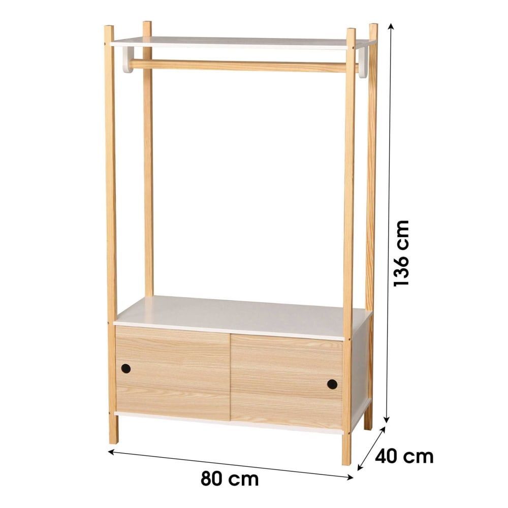 Portant vêtements en bois + placard chambre enfant (Wadiga) - Image 1