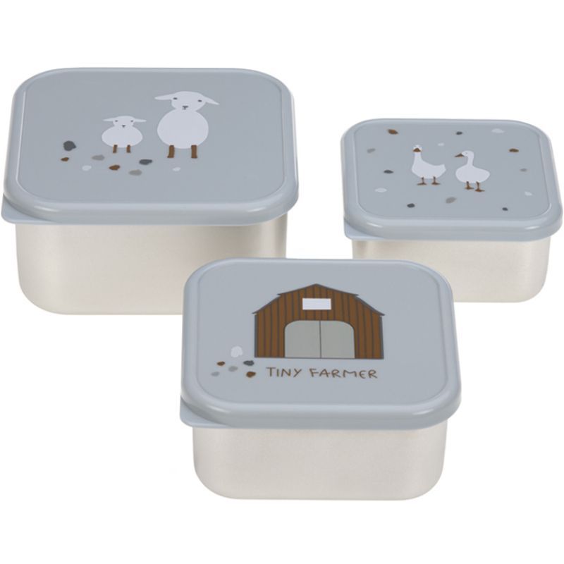 Lot de 3 boîtes à goûter Tiny Farmer bleu (Lassig) - Image 1