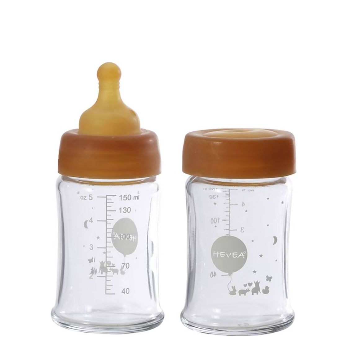 Lot De 2 Biberons En Verre Et Caoutchouc Naturel - 150 Ml Multi-coloured (Hevea) - Image 1