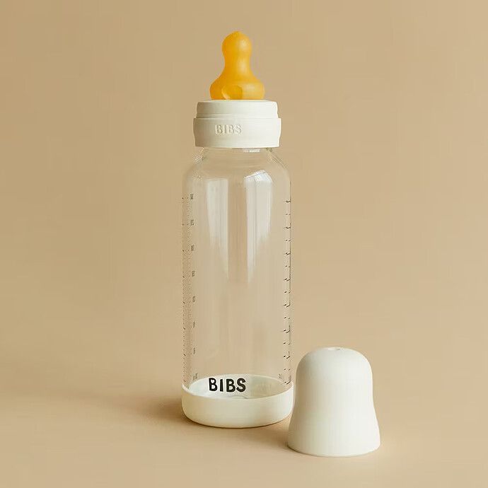 Biberon en Verre Ivory - tétine caoutchouc naturel - 120 ml (Bibs) - Image 1