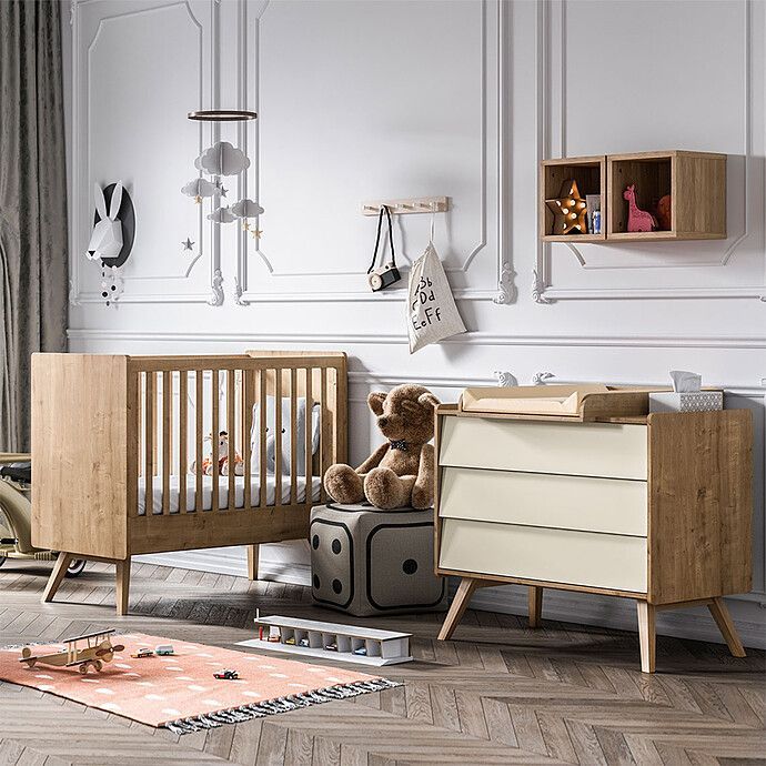 Lit Bébé Vintage Chêne - 60 x 120 cm (Vox Meubles) - Image 3