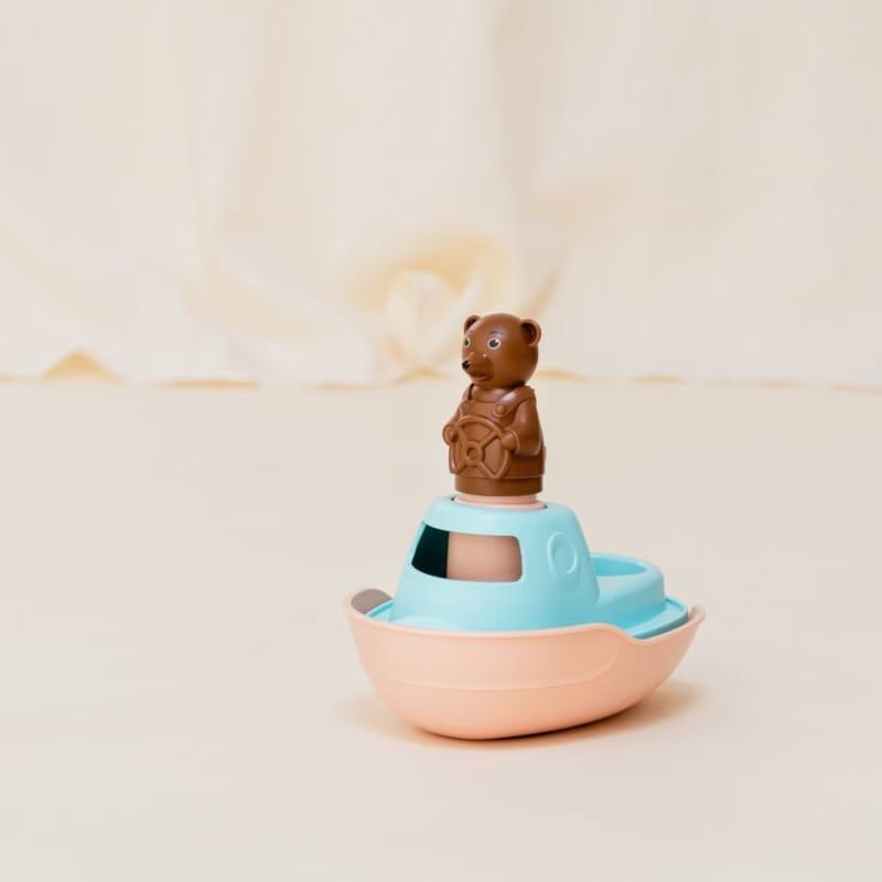 Jouet de bain made in france en matière recyclée bateau de petit ours brun (Le Jouet Simple) - Couverture