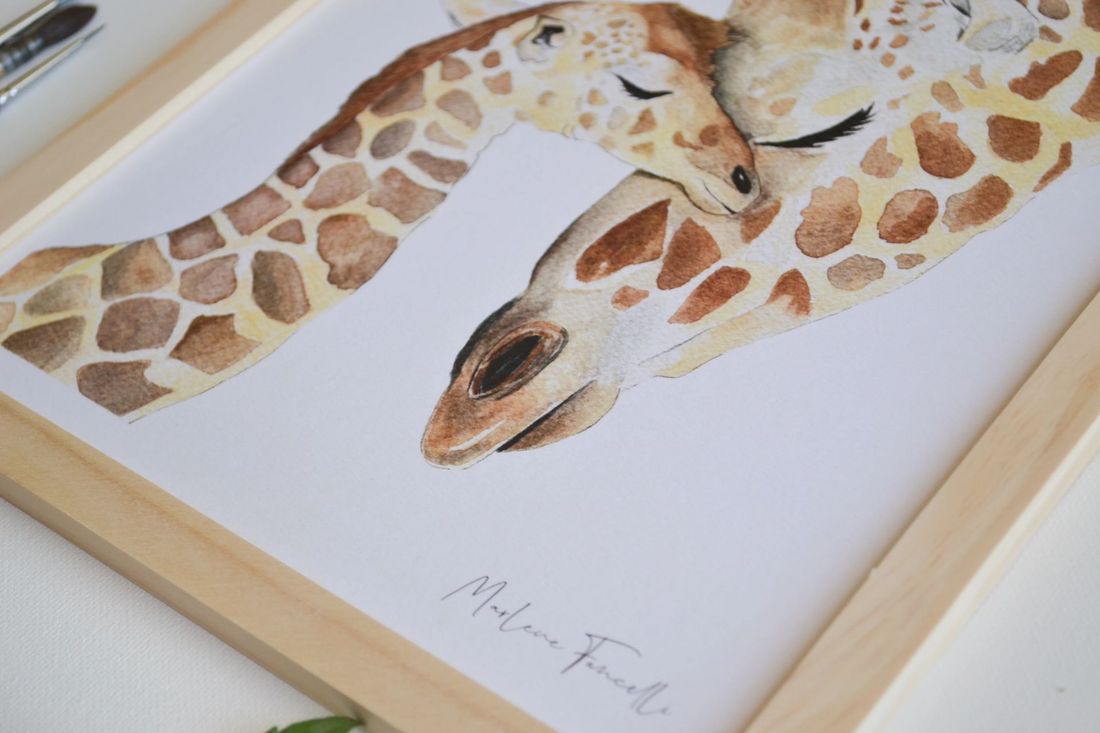 Affiche famille girafe aquarelle pour chambre bébé et enfant (Les Aquarelles de Marlène) - Image 10