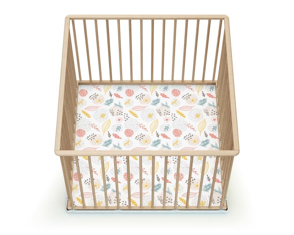 Parc bébé en bois hêtre brut 100 x 100 cm cubo (Webaby) - Image 1