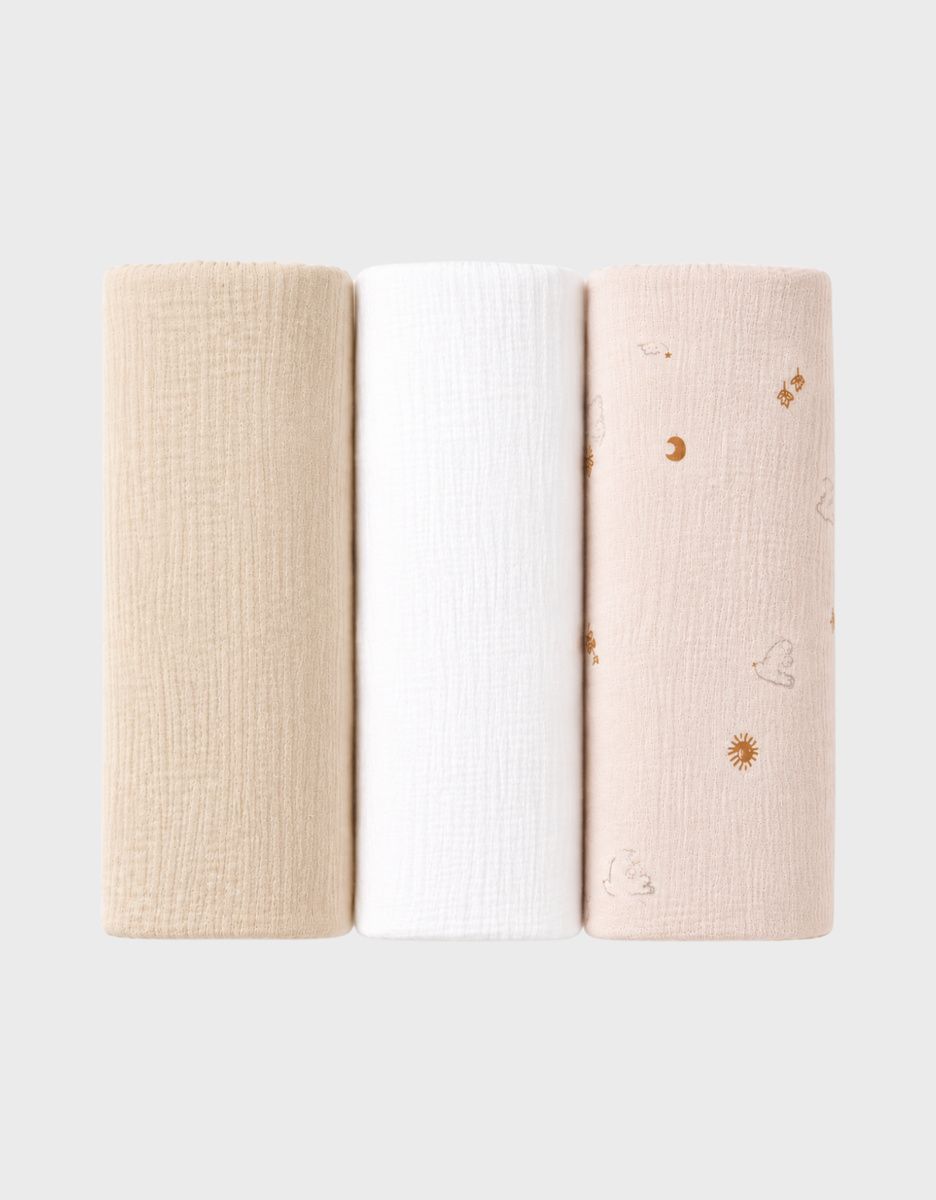Lot de 3 langes 70x70cm, mousseline (Noukie's) - Couverture