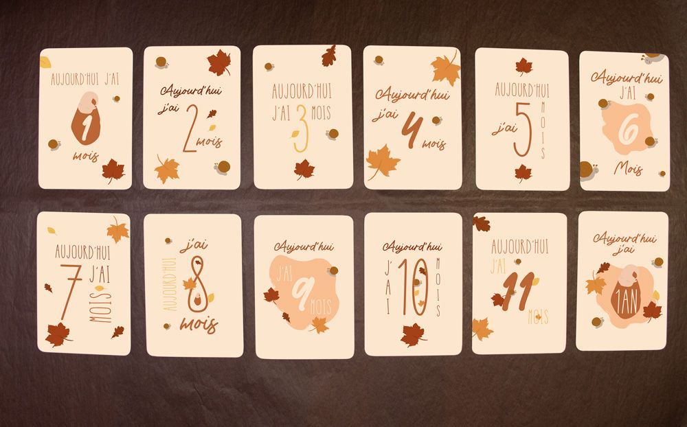 Cartes étapes bébé couleur d'automne (Le Faire-Part Français) - Image 1