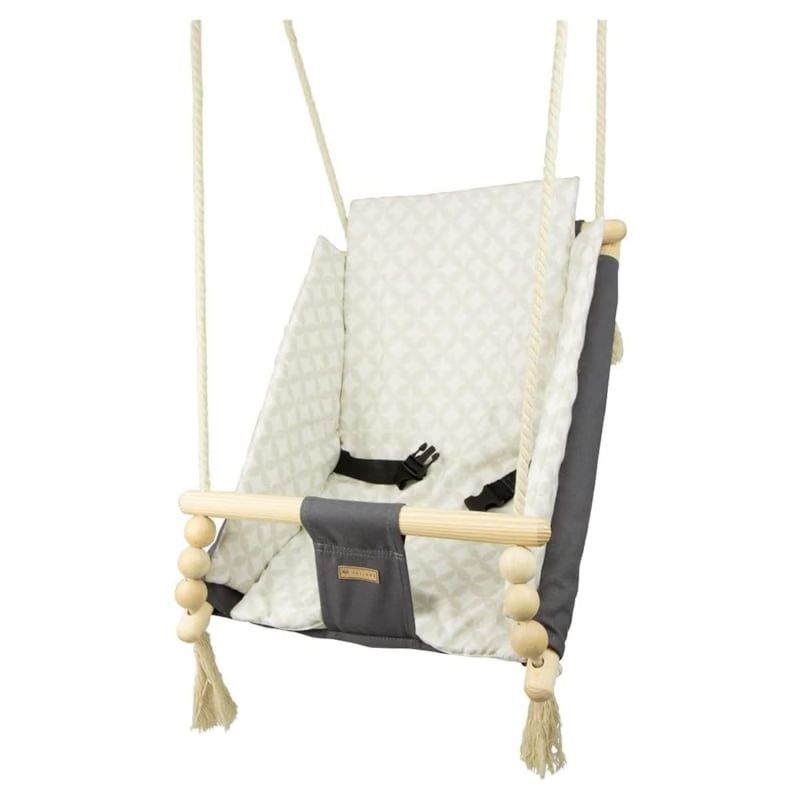 Bascule pour bébé gris, carreaux crème (Velinda) - Image 2