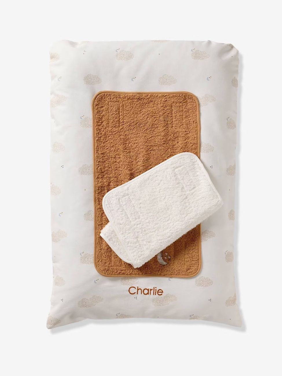 Matelas à langer et 2 tapis de change personnalisable DANS LES NUAGES blanc imprimé (Vertbaudet) - Couverture