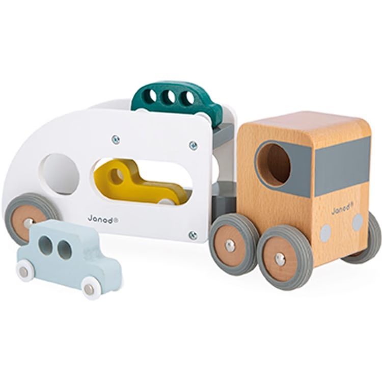 Camion porte-autos en bois (Janod) - Image 1
