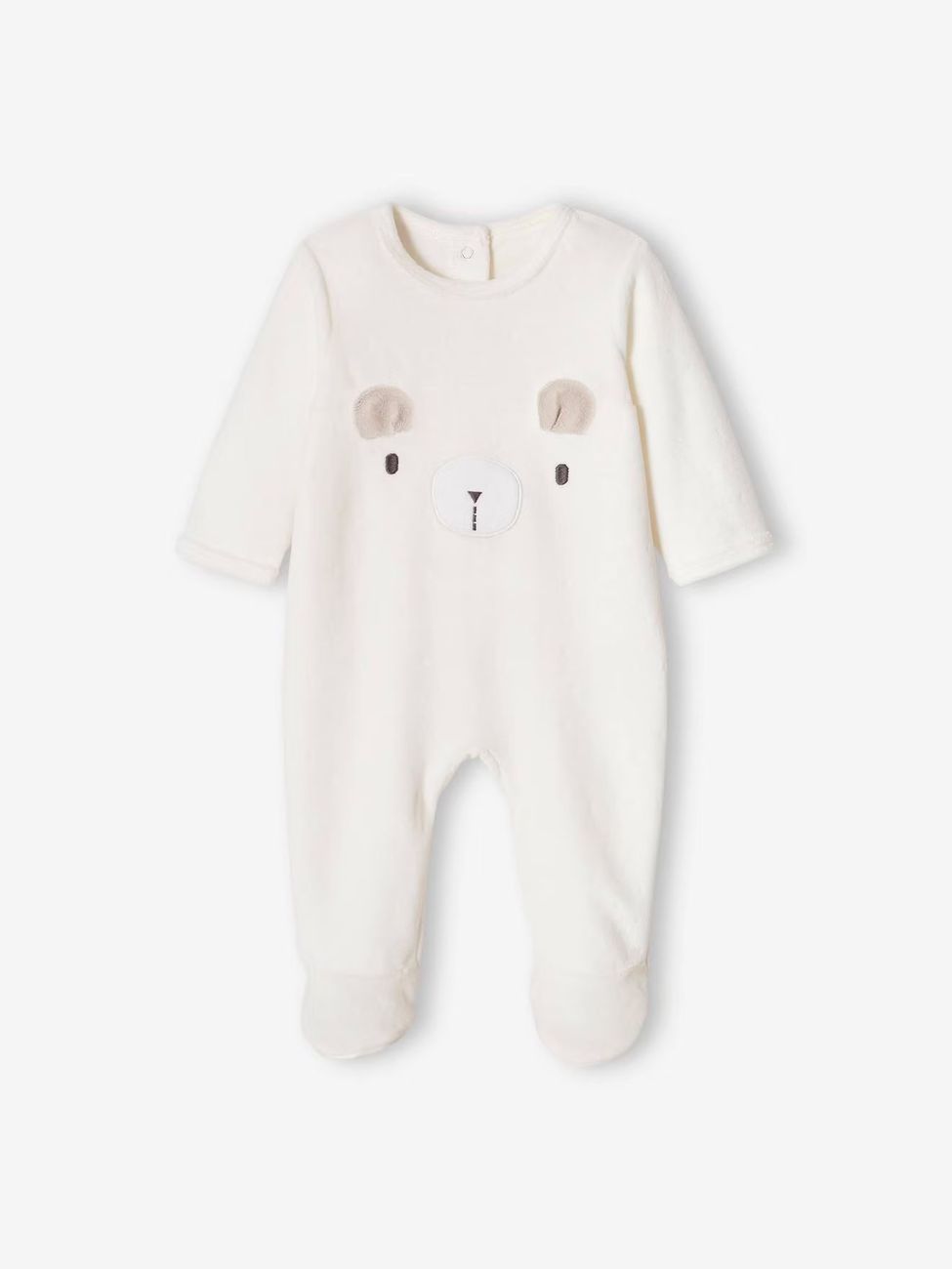 Pyjama bébé mixte en velours ours écru (Vertbaudet) - Image 1