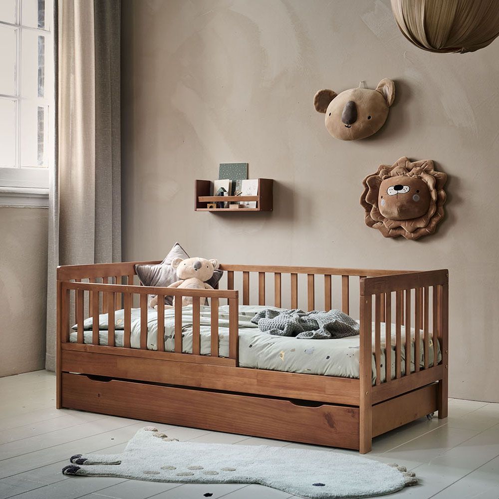 Petite Amélie | Lit enfant Plume | Lit pour tout-petit avec protection antichute | Brun Noyer | 70x140 cm (Petite Amélie) - Couverture