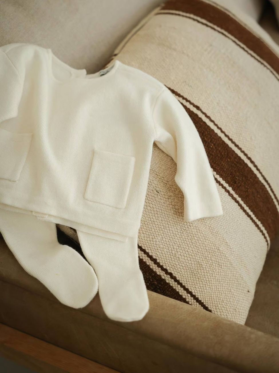 Ensemble bébé mixte en tricot écru (Envie De Fraise) - Couverture