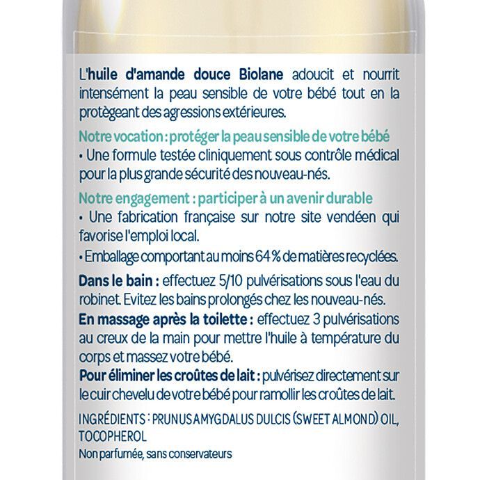 Huile d'Amande Douce - 75 ml (Biolane) - Image 3