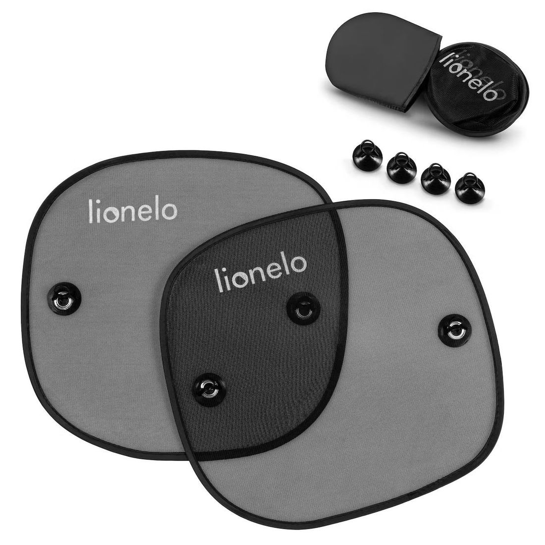 Lot De 2 Pare-soleil Universels Sunshade Pour Vitres De Voiture Avec Ventouses Et Sac De Rangement Black (Lionelo) - Couverture