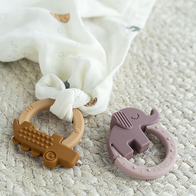 Lot de 2 Anneaux de Dentition Deer Friends - Moutarde et Rose Poudré (Done by deer) - Image 4