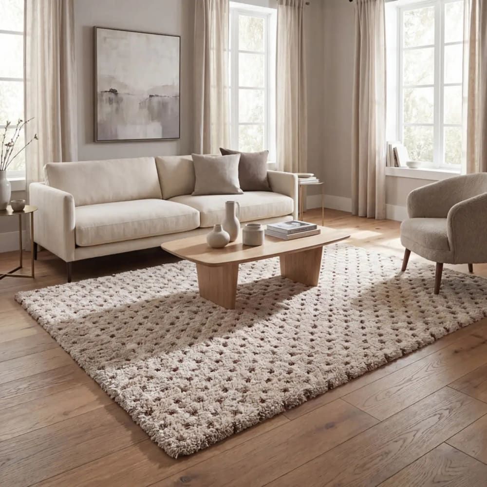 Tapis enfant shaggy scandinave beige/crème 120x170 cm (Atticgo) - Couverture