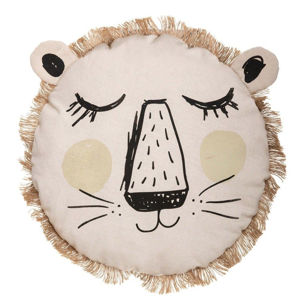 Coussin rond lion franges D38cm (Decoratie) - Couverture