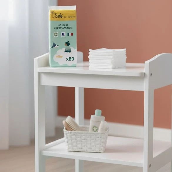 Maxi Carrés Coton Bébé - 100% Coton Bio 80 pièces (Bébé Au Naturel) - Image 1