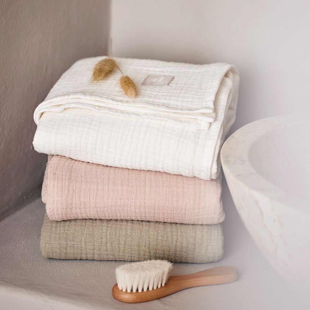 Lot de 2 maxi-langes en coton Wild Rose-Ivory (115 x 115 cm) (Jollein) - Image 5