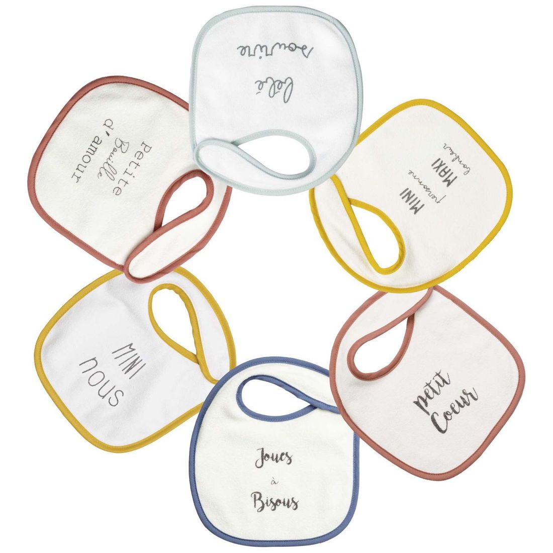 Lot de 6 bavoirs de naissance Mot Tendres (Trois Kilos Sept) - Couverture