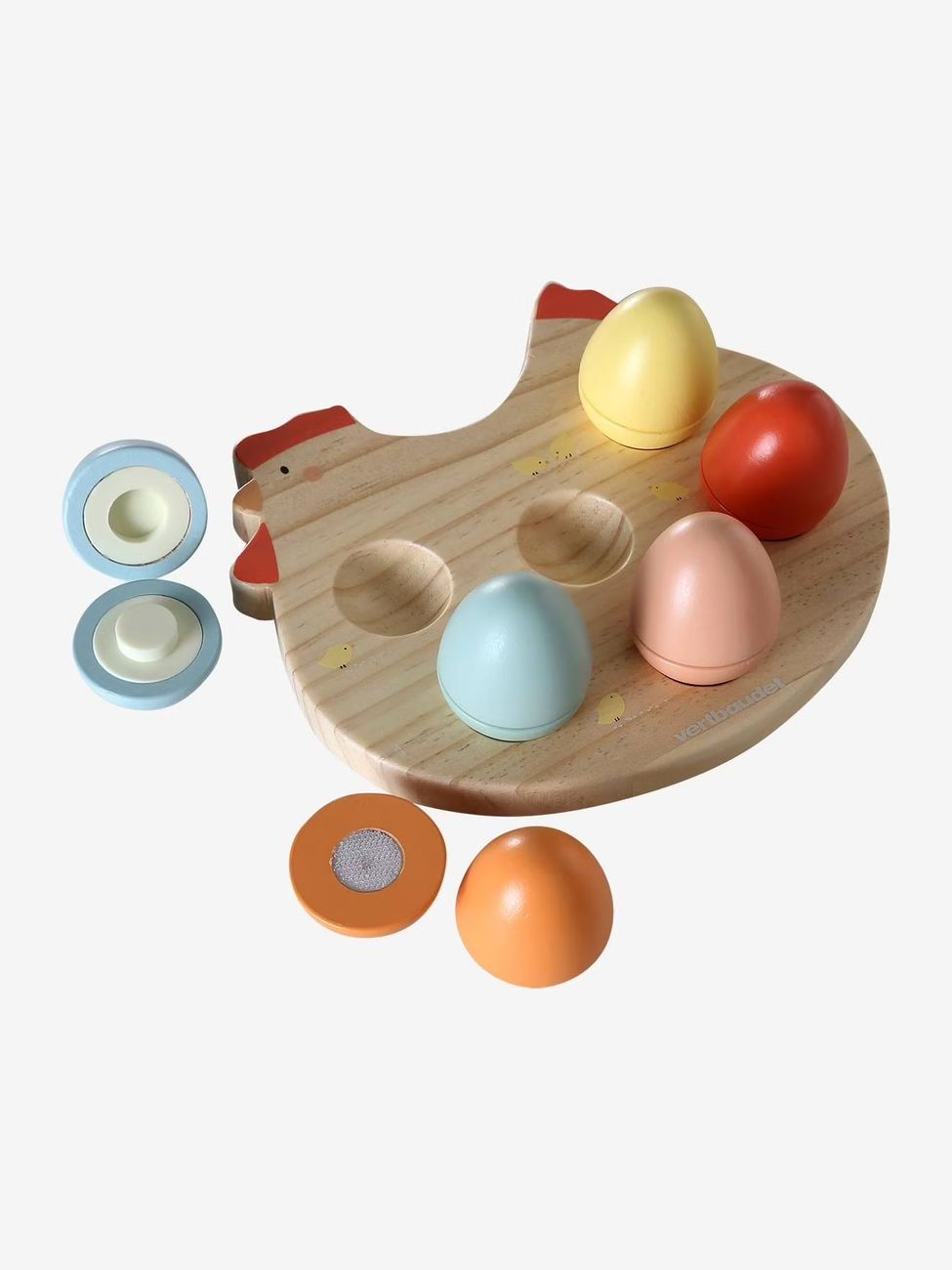 Poule avec ses œufs à formes en bois FSC® bois (Vertbaudet) - Image 1