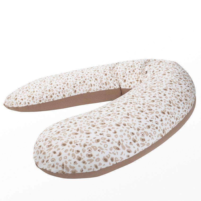 Coussin d'allaitement en microbilles 160cm imprimé Léopard - Blanc (Prémaman) - Image 1