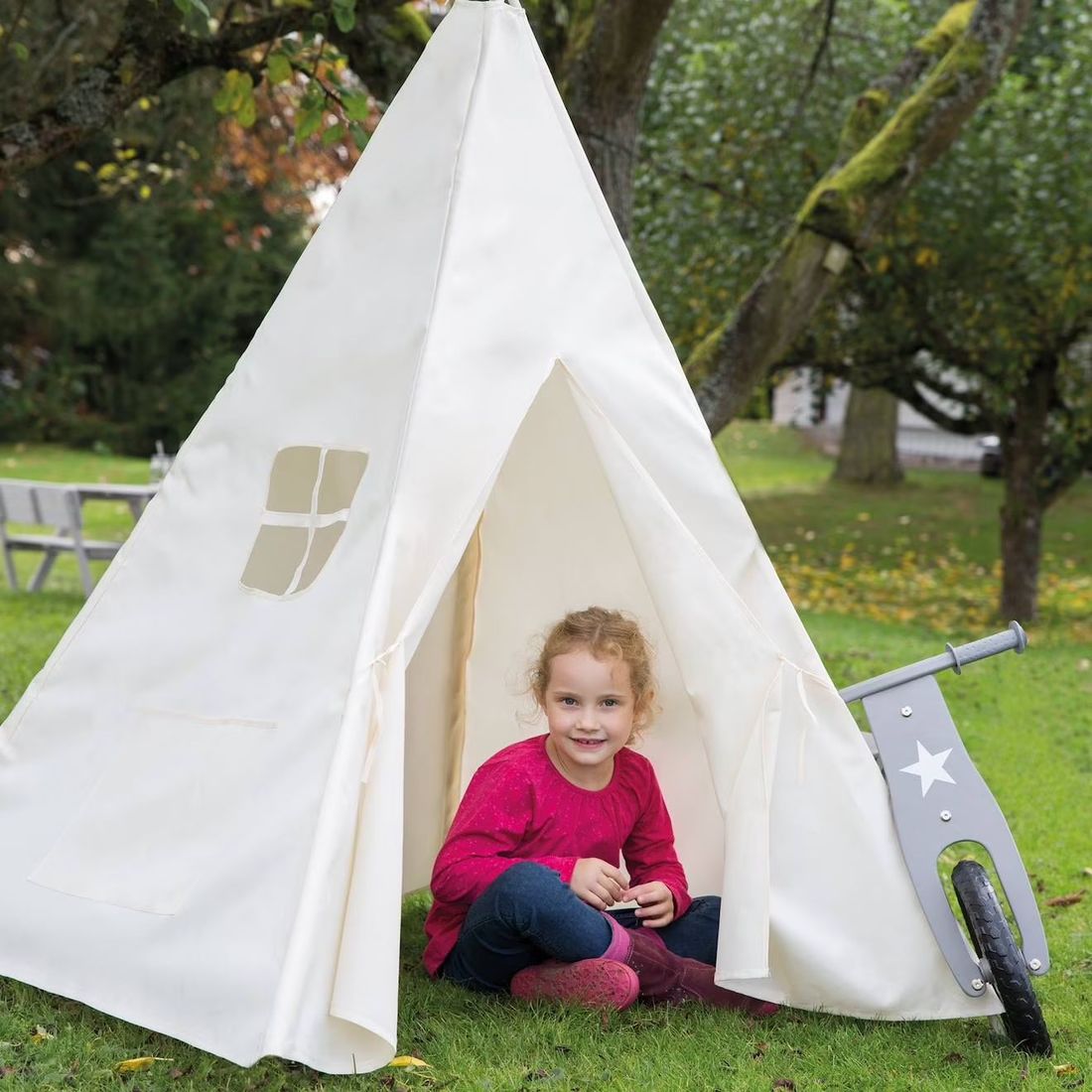 Tente De Jeu Indienne Tipi + Sac De Transport Blanc Cassé / Beige (Roba) - Image 2