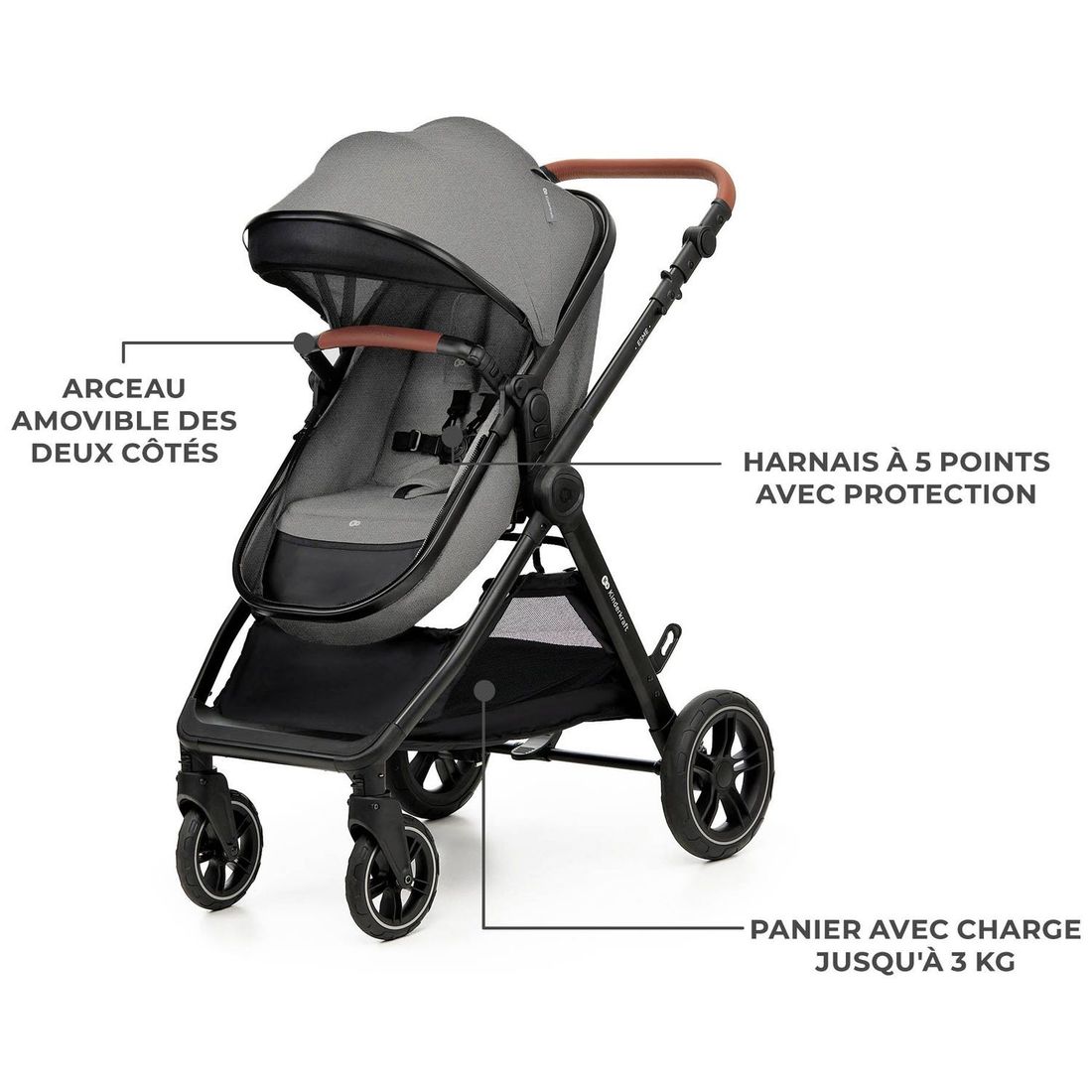 Poussette Esme Pro 3 en 1 Moonlight Grey (Kinderkraft) - Image 4