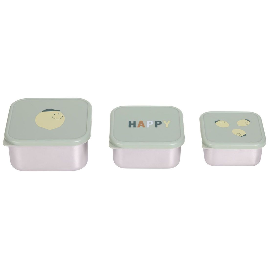 Lot de 3 boîtes à goûter inox Happy Fruits Citron (0,5 L) (Lassig) - Image 4
