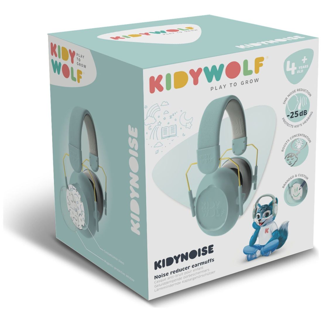 Casque anti-bruit enfant KIDYNOISE bleu à coques interchangeables (Kidywolf) - Image 7