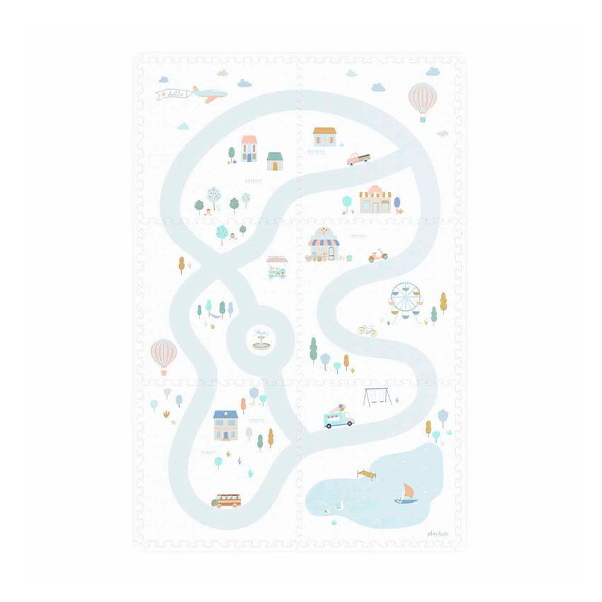 Tapis de dalles en mousse réversibles 120 x 180 cm village/terrazzo - Blanc (Play & Go) - Image 1